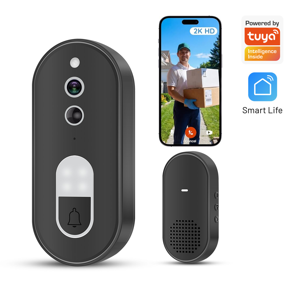 Smart Home Battery Camera - ทูย่า 1080P HD ไร้สายไวไฟวิดีโอกริ่งประตูกล้องรักษาความปลอดภัยบ้านอัจฉริยะเสียงสองทางการมองเห็นตอนกลางคืนการตรวจจับการเคลื่อนไหว IP65 กันน้ำ