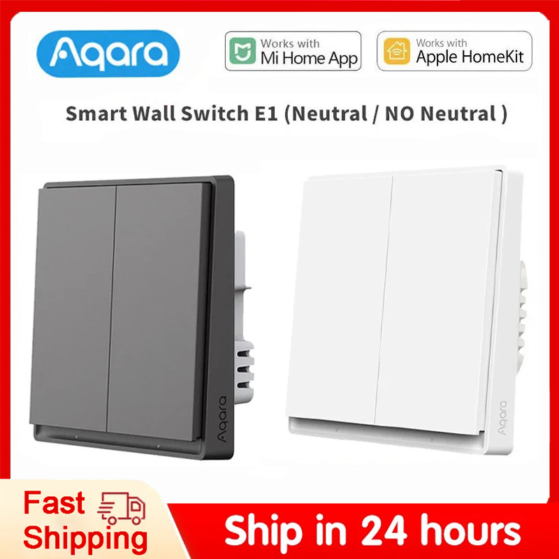 Smart Home Zestaw - สวิตช์ไฟติดผนังอัจฉริยะ aqara ของแท้ E1สวิตช์ไฟไร้สาย ZigBee 3.0ไม่มี/มีสายไฟกลางสำหรับ