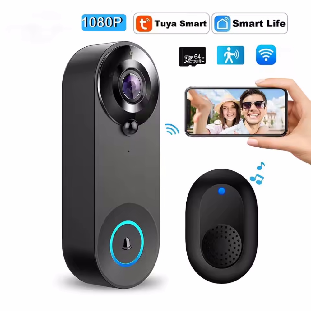 Smart Home Battery Camera - Tuya 1080P Wireless WIFI Doorbell วิดีโอ