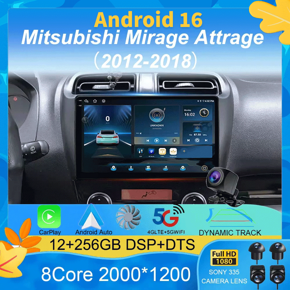 Smart Home Orvibo - วิทยุติดรถยนต์ Android 16 สำหรับ Mitsubishi Mirage