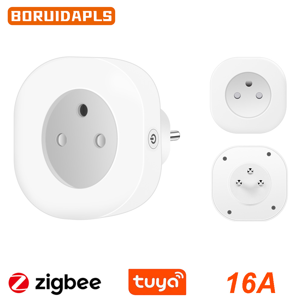 Smart Home Elements - BORUIDAPLS ทูยา ซิกบีสมาร์ทซ็อกเก็ต EU/FR/อิสราเอล/บราซิล/สวิตเซอร์แลนด์ 16A พร้อมการตรวจสอบพลังงาน