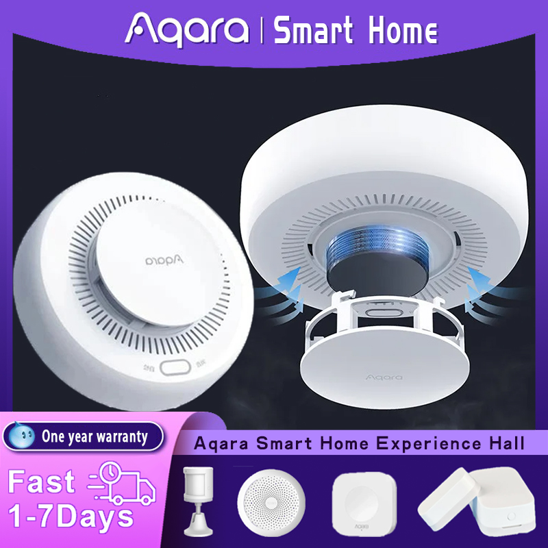 Smart Home Zestaw - Aqara เครื่องตรวจจับควันอัจฉริยะเซ็นเซอร์ ZigBee ตรวจสอบสัญญาณเตือนไฟไหม้3.0เสียงเตือนความปลอดภัยของบ้านแอปทำงานร่วมกับ Xiaomi Mi