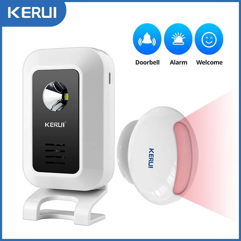 Wireless Door Sensor - Kerui เซ็นเซอร์ตรวจจับความเคลื่อนไหวต้อนรับ M7, สัญญาณเตือน32เพลงกริ่งประตูบ้านไร้สายไฟ LED กลางคืนประตูหน้าต่างร้านค้า