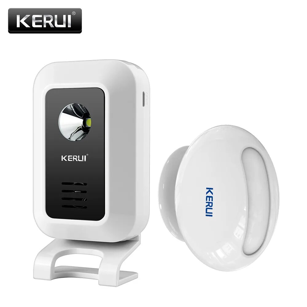 Wireless Door Sensor - Kerui เซ็นเซอร์ตรวจจับความเคลื่อนไหวต้อนรับ M7, สัญญาณเตือน32เพลงกริ่งประตูบ้านไร้สายไฟ LED กลางคืนประตูหน้าต่างร้านค้า