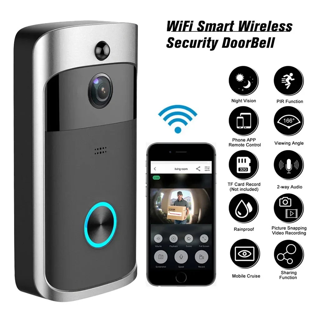 Smart Home Battery Camera - 720P HD สมาร์ทโฮมไร้สาย WIFI กล้องออดประตู วิดีโอรักษาความปลอดภัย