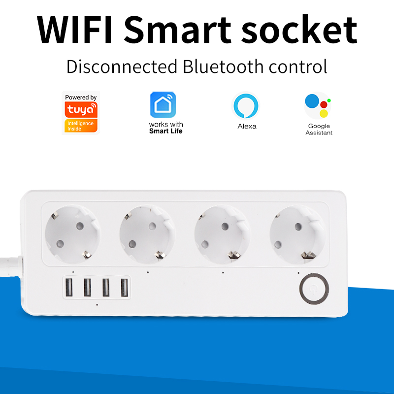 Smart Power Strip - Sixwgh Tuya ช่องเสียบสายไฟต่ออัจฉริยะ Wi-Fi ปลั๊ก EU
