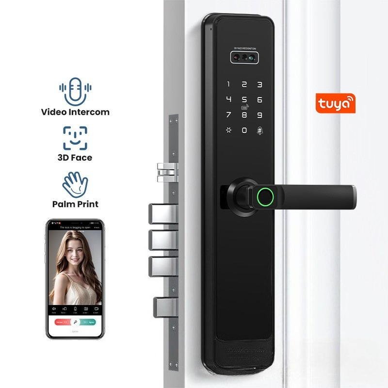 Smart Home Battery Camera - EGFirtor กุญแจล็อคอัจฉริยะแบบกึ่งอัตโนมัติ Tuya พร้อมระบบสแกนลายนิ้วมือ รหัสผ่าน ปลดล็อคจากระยะไกลผ่าน