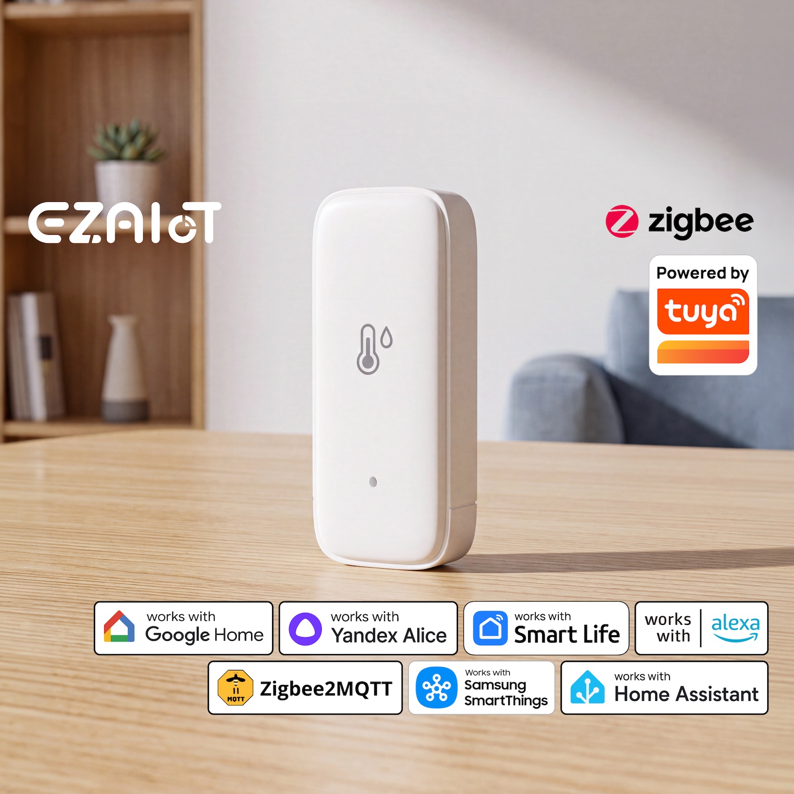 Smart Home Hub Samsung - เซ็นเซอร์วัดอุณหภูมิและความชื้น Tuya Zigbee3.0 เทอร์โมมิเตอร์อัจฉริยะ ไฮโกรมิเตอร์ ต้องใช้