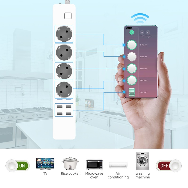 ปลั๊กไฟอัจฉริยะ WIFI 4 ช่อง AC - Smart Power Strip บทวิจารณ์และราคา