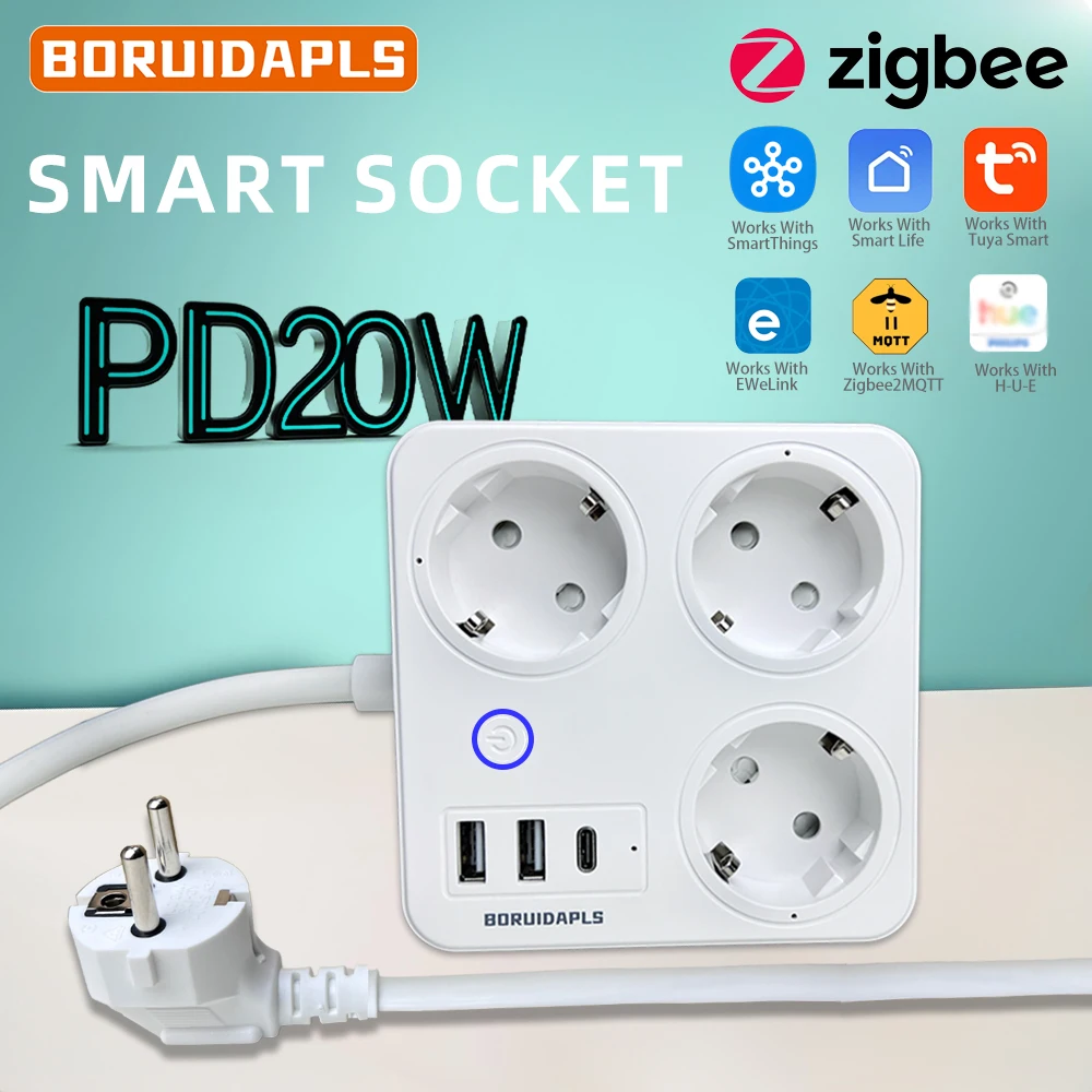BORUIDAPLS ZigBee EU ปลั๊กไฟอั - Smart Power Strip บทวิจารณ์และราคา