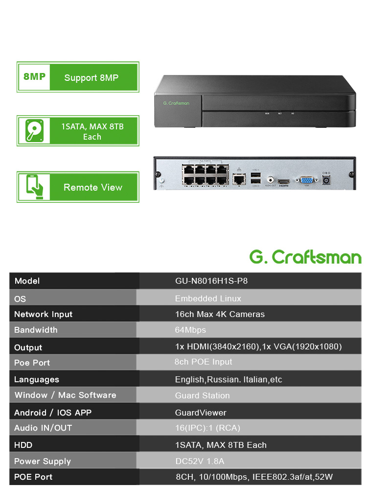 C-U,8CH POE เครื่องบันทึกวิดีโ - Smart Home Microsoft บทวิจารณ์และราคา