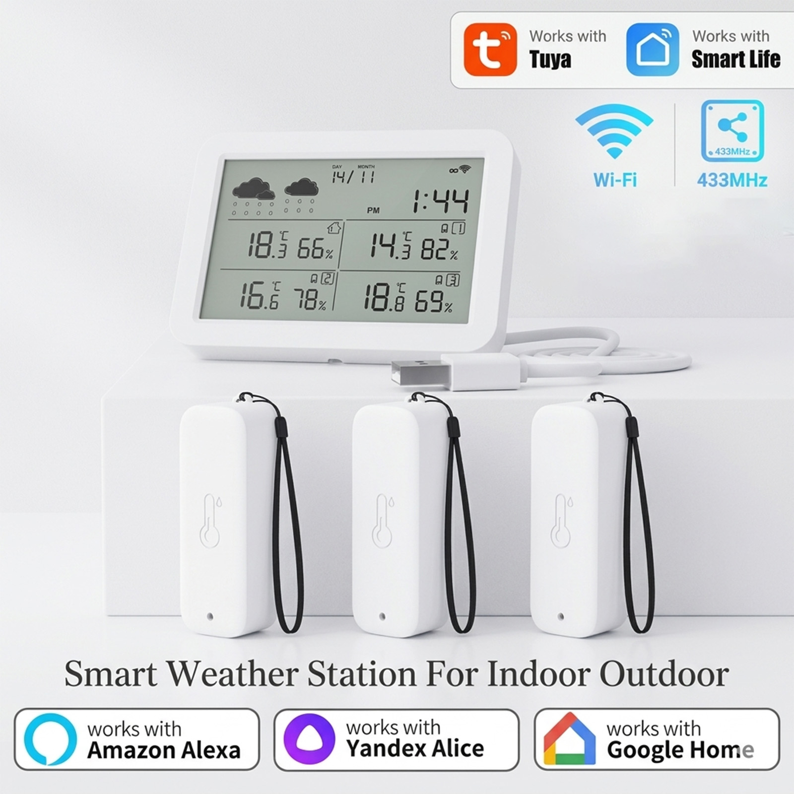 สถานีตรวจอากาศ Tuya WiFi+RF433 - Smart Home Elements บทวิจารณ์และราคา